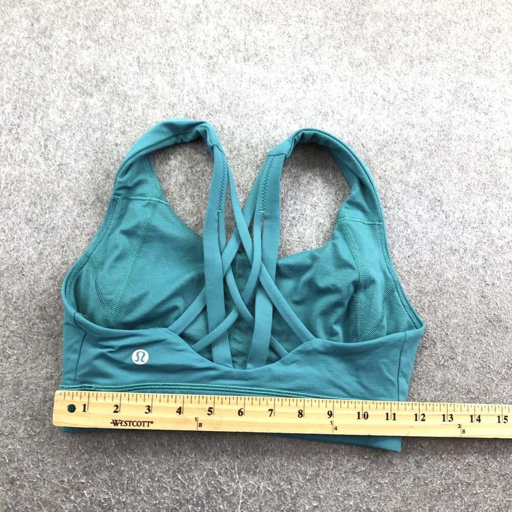 Lululemon Sports Bra Womens 4 Green Free To Be Wild Strappy Crossback Yoga Gym - Picture 8 of 10
